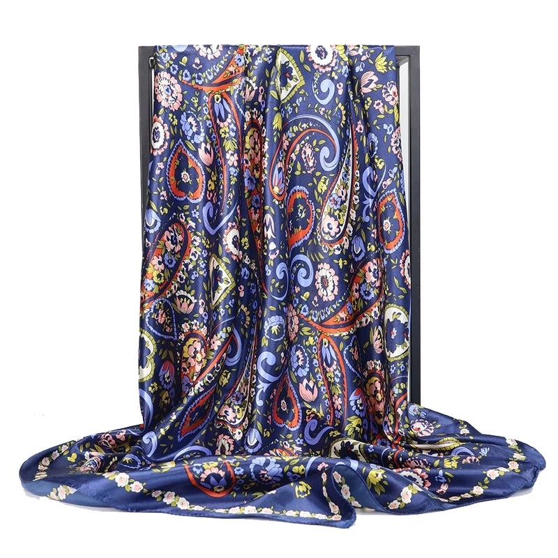 Women's Minimalist Cashew Nuts Satin Printing Silk Scarf Kerchief