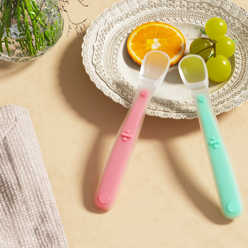 Silicone Spoon Newborn Baby Supplementary Food Spoon Baby Feeding Water Soft Spoon Children's Tableware Training Eating Fruit Mud