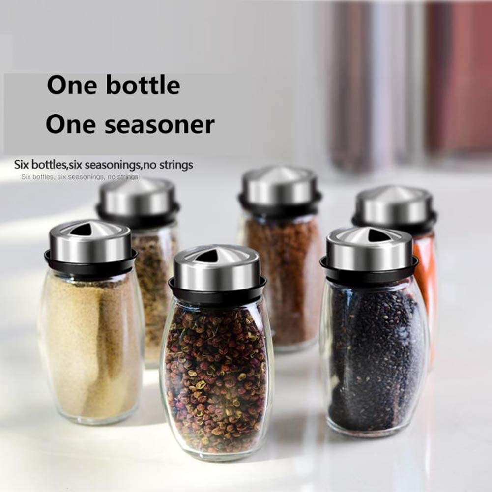 Spice Rack With 6 Glass Spice Holders Jar. Revolving Spice Rack Kitchen Cabinet And Worktop