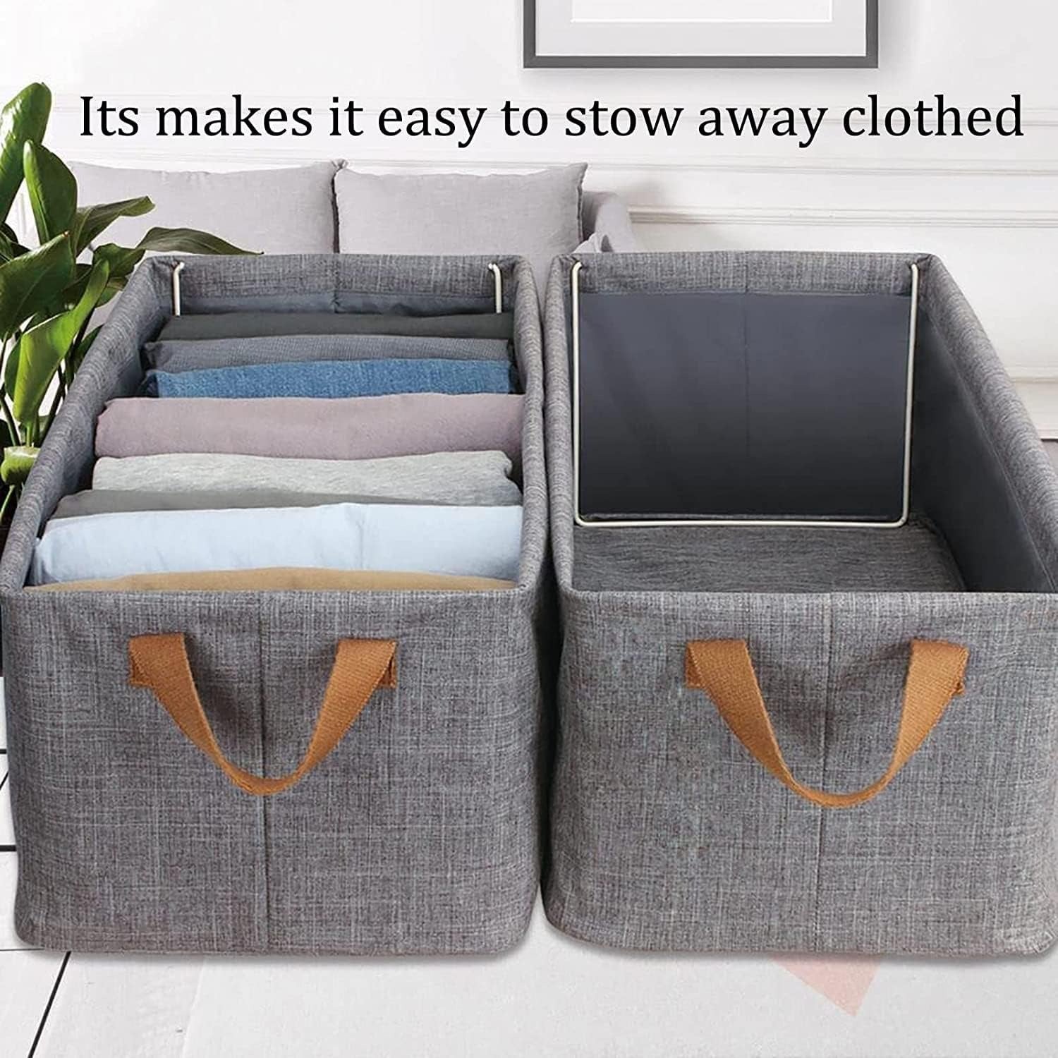 2 Pac Storage Baskets for Organizing. Fabric Storage Bins for Clothes