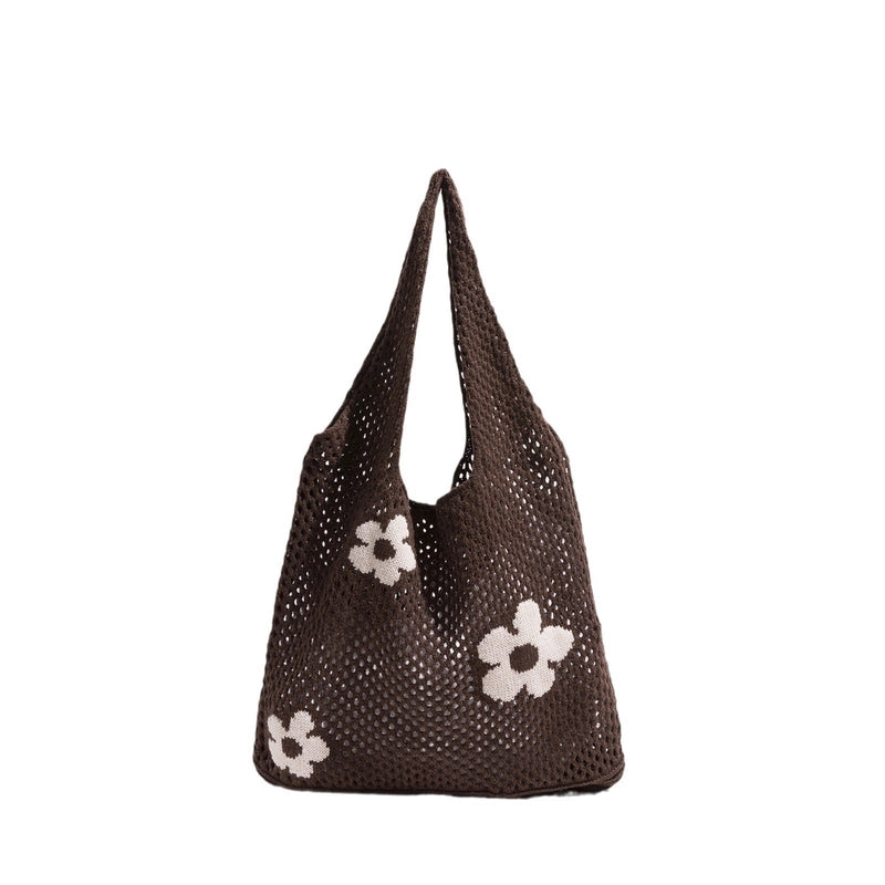 Women's Medium Polyester Flower Cute Square Open Tote Bag
