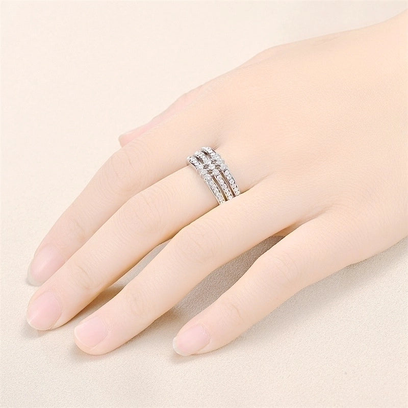 Minimalist Round Titanium Steel Zircon 18K Gold Plated Inlay Rings