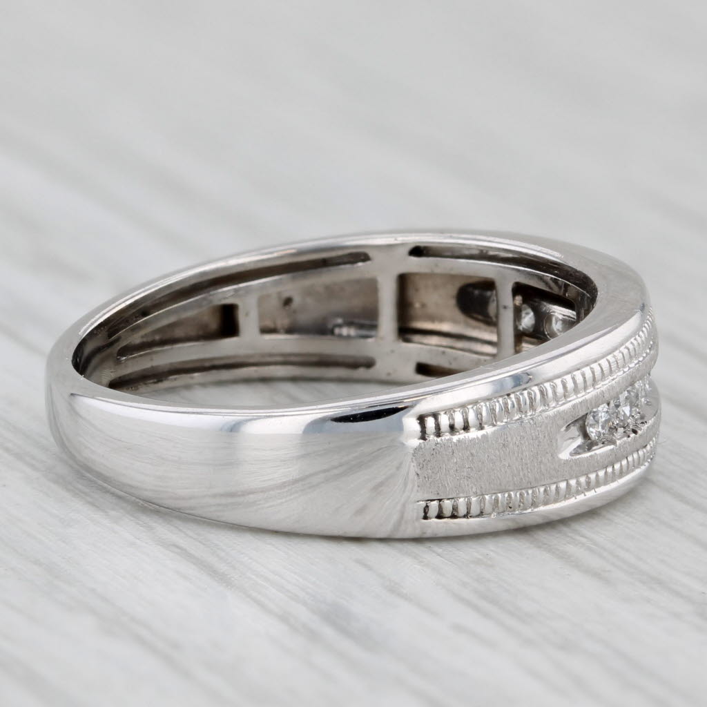 0.10ctw Diamond Wedding Band 10k White Gold Size 7.25 Stackable Ring