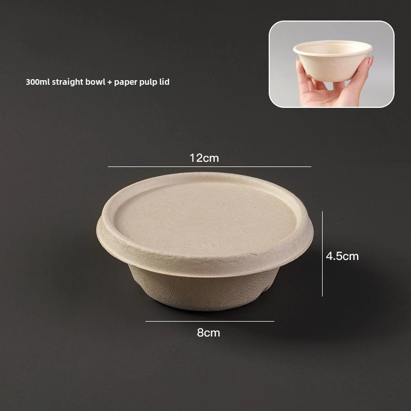 Disposable Paper Bowl Tableware Set Paper Bowl Commercial Household Bowl Degradable Whole Box Disposable Round Bowl