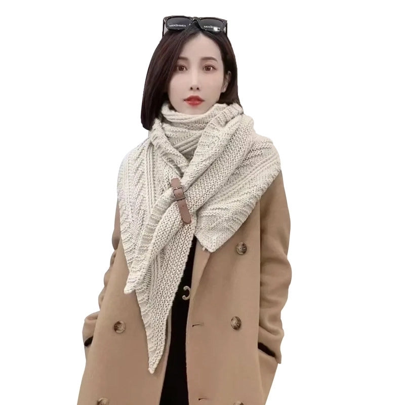 Women's Sweet Solid Color Yarn Shawl