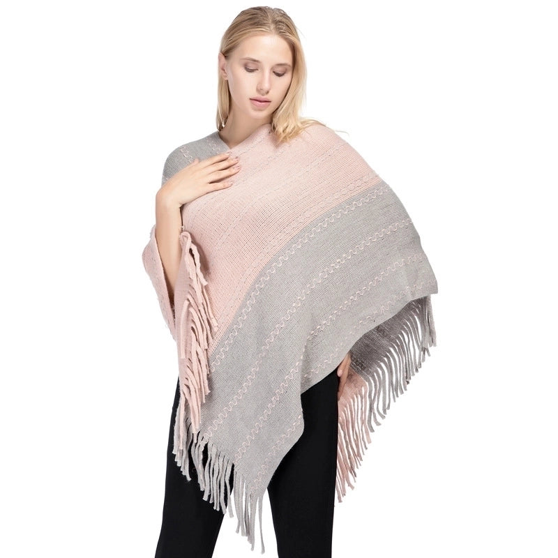 Women's Streetwear Color Block Acrylic Fiber/artificial Wool Tassel Shawl