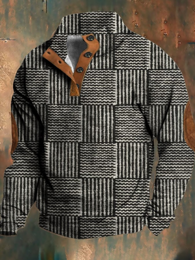Men's Retro Casual Woolen Printed Sweatshirt