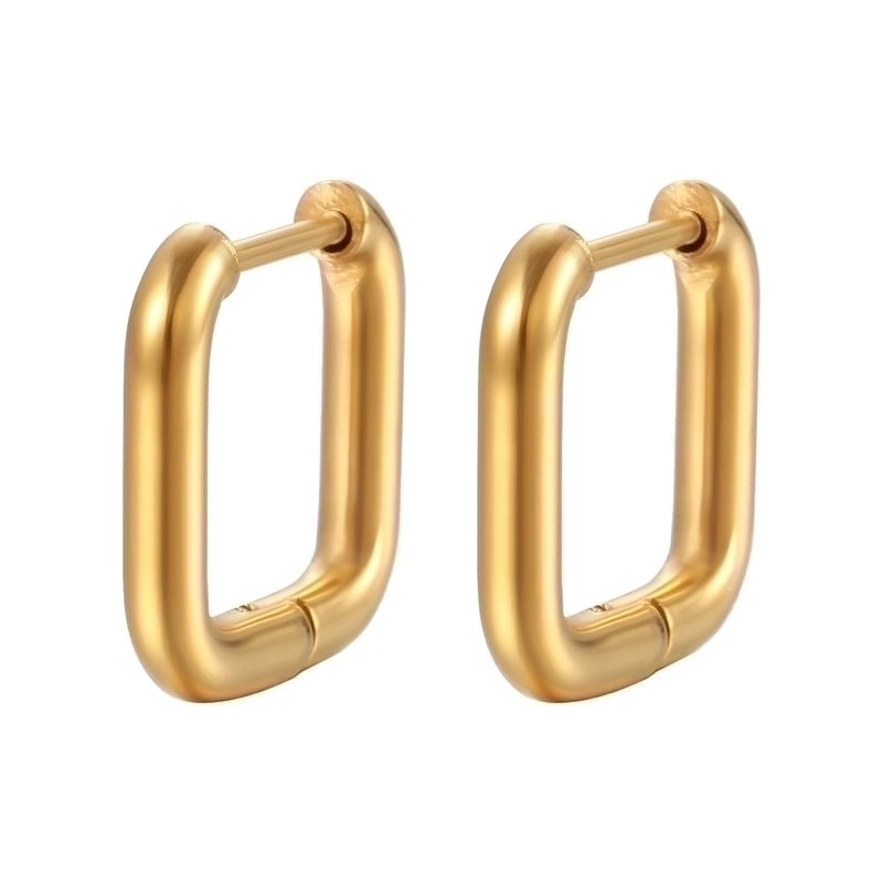 1 Piece Fashion Square Plating 201 Stainless Steel 18K Gold Plated Earrings