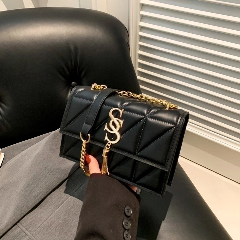 Women's Pu Leather Solid Color Basic Square Flip Cover Shoulder Bag