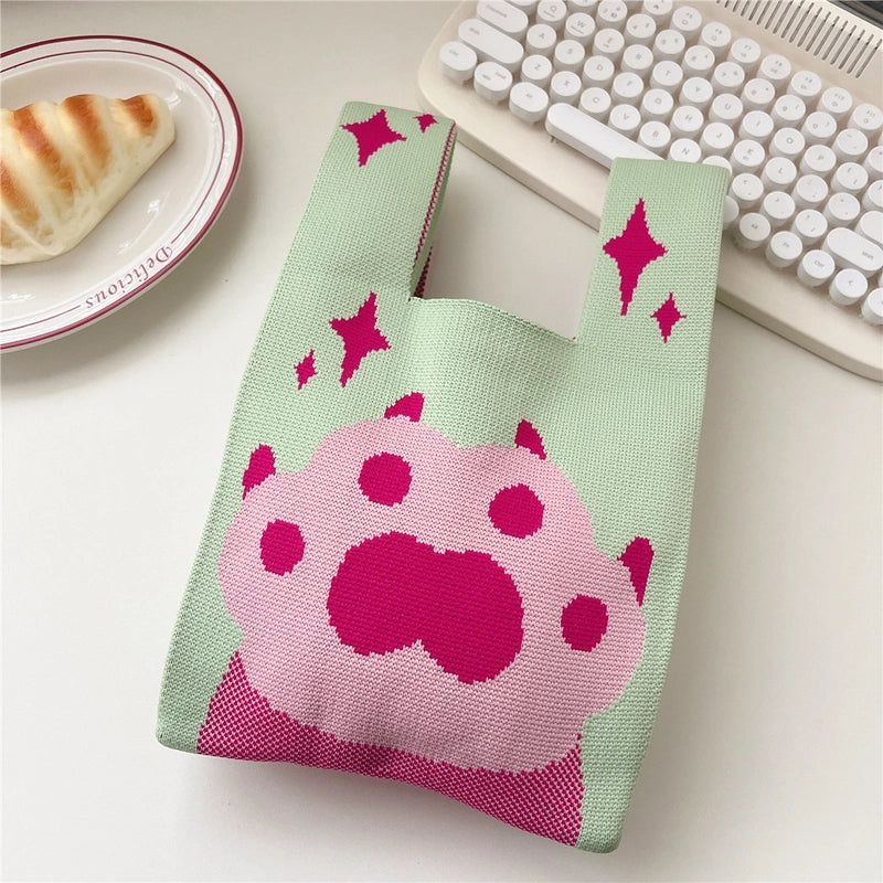 Women's Small Knit Animal Cartoon Cute Open Handbag