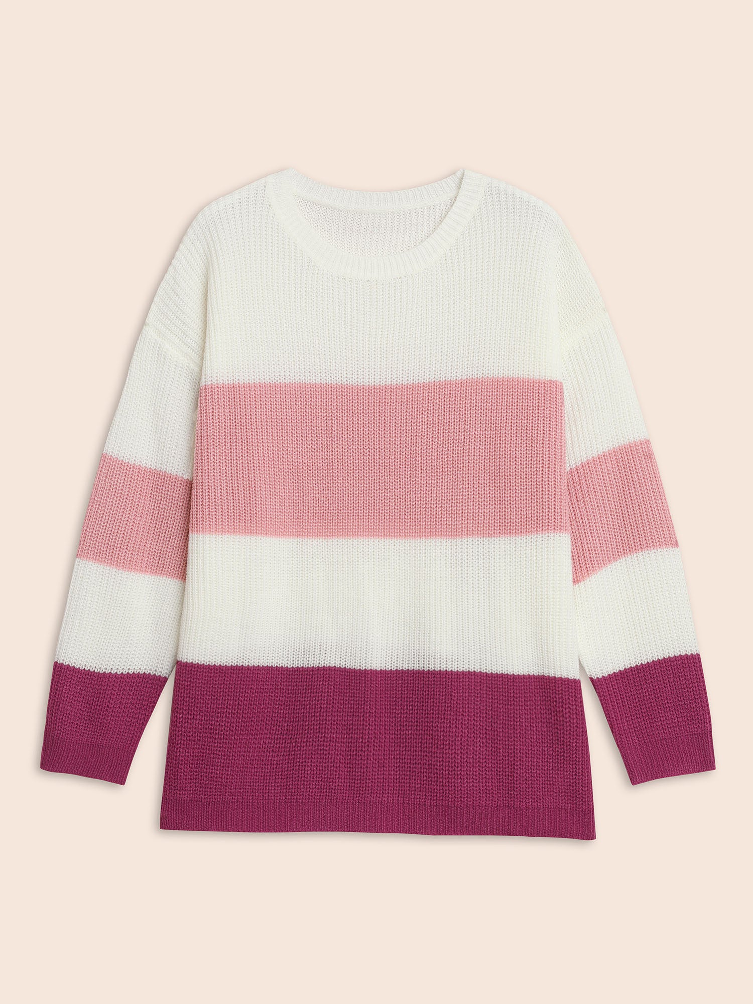 Round Neck Colorblock Contrast Pullover