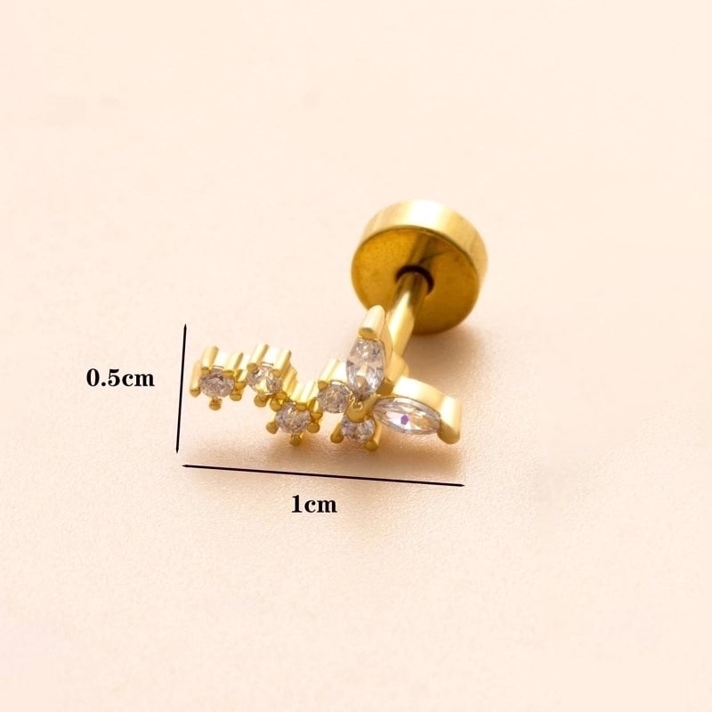 1 Piece Ear Cartilage Rings & Studs Minimalist Classic Style Heart Shape Snake Butterfly Copper Polishing Inlay Zircon 18K Gold Plated Ear Cartilage Rings & Studs