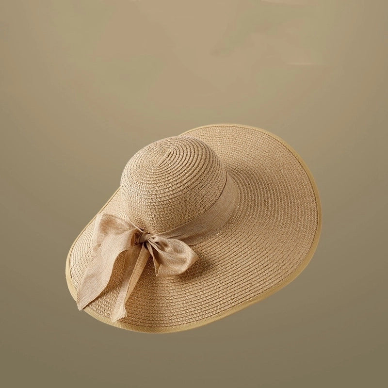 Women's Vacation Minimalist Letter Solid Color Big Eaves Straw Hat