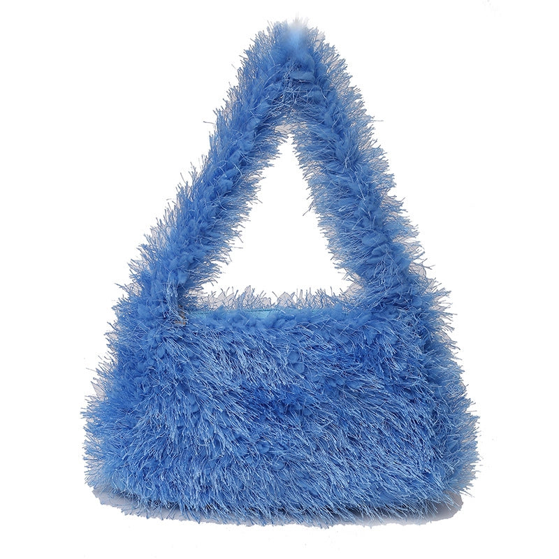 Autumn And Winter Cute Furry Portable Women's Bag Warm Furry Underarm Bag Korean Style Women's Popular One Shoulder Bag Fashion