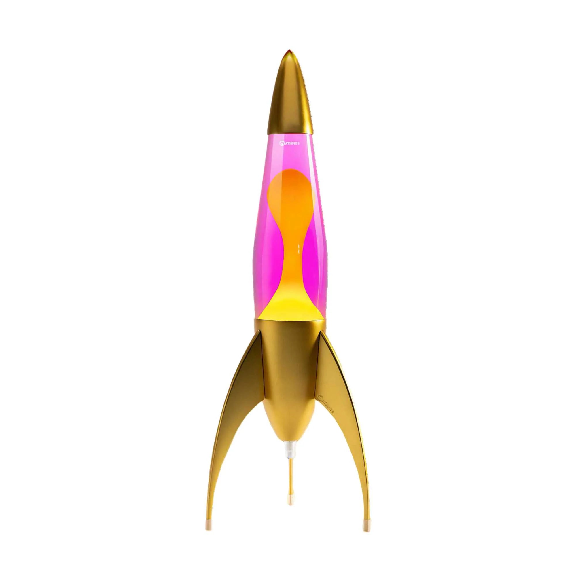 Gold Rocket lava lamp. Pink/Yellow Lava