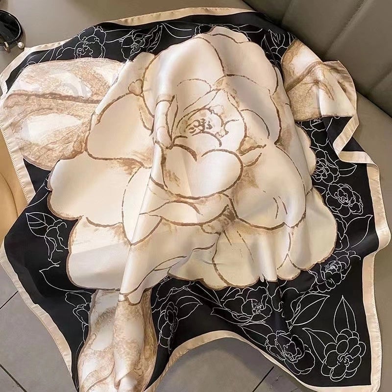 70*70  Striped Silk Scarf Women's Small Square Scarf  Versatile Professional Small Scarf Summer Thin Decorative Scarf