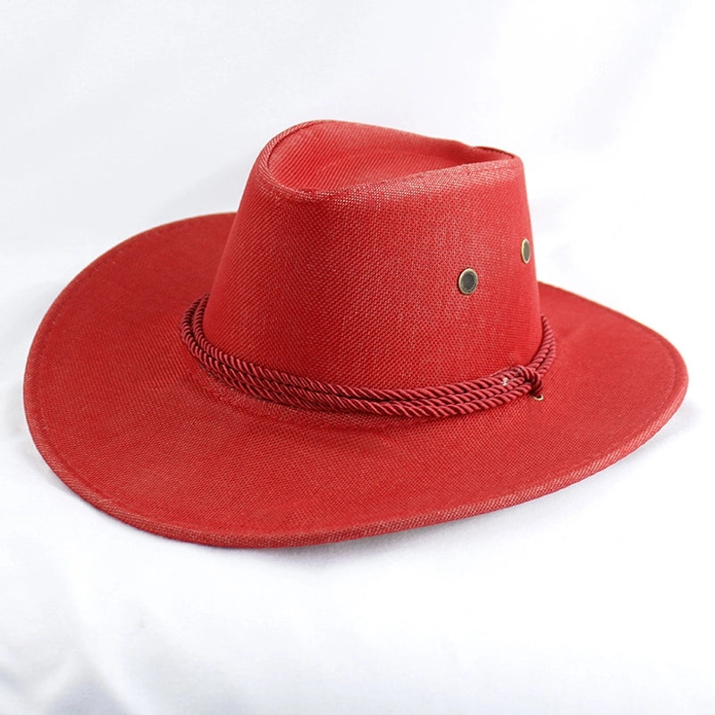 American Western Cowboy Hat Spring And Autumn Leather Men's Mountain Climbing Spanish Women's Sun Big Edge Sun Hat Sunscreen Travel