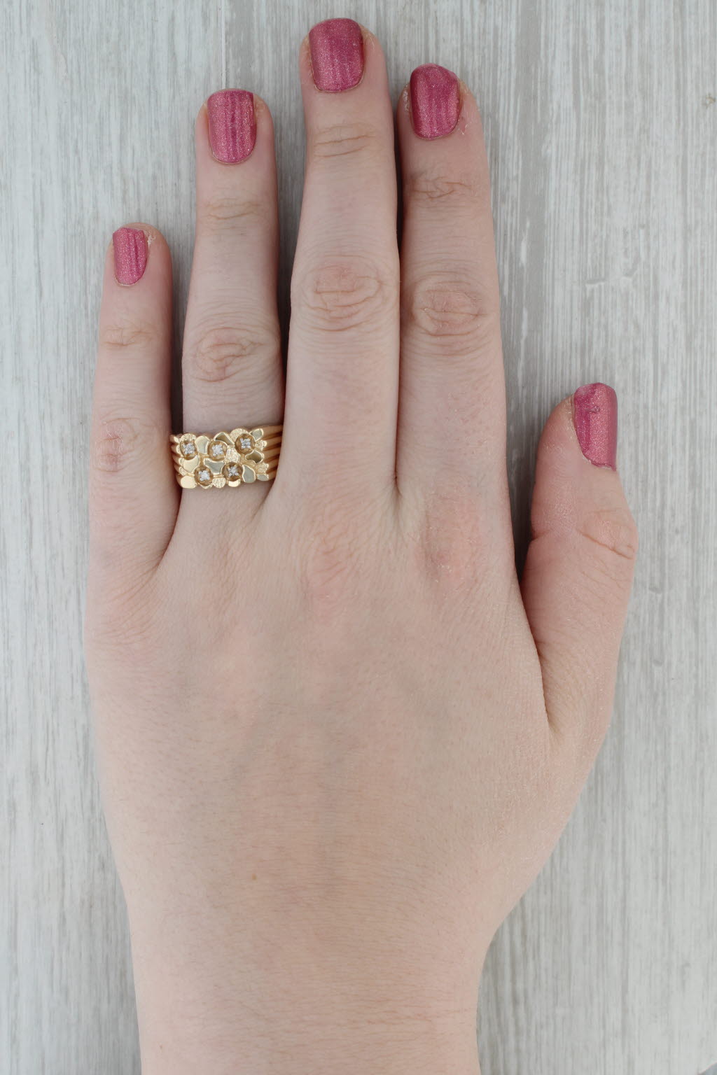 0.10ctw Diamond Nugget Ring 10k Yellow Gold Size 10.75 Men's
