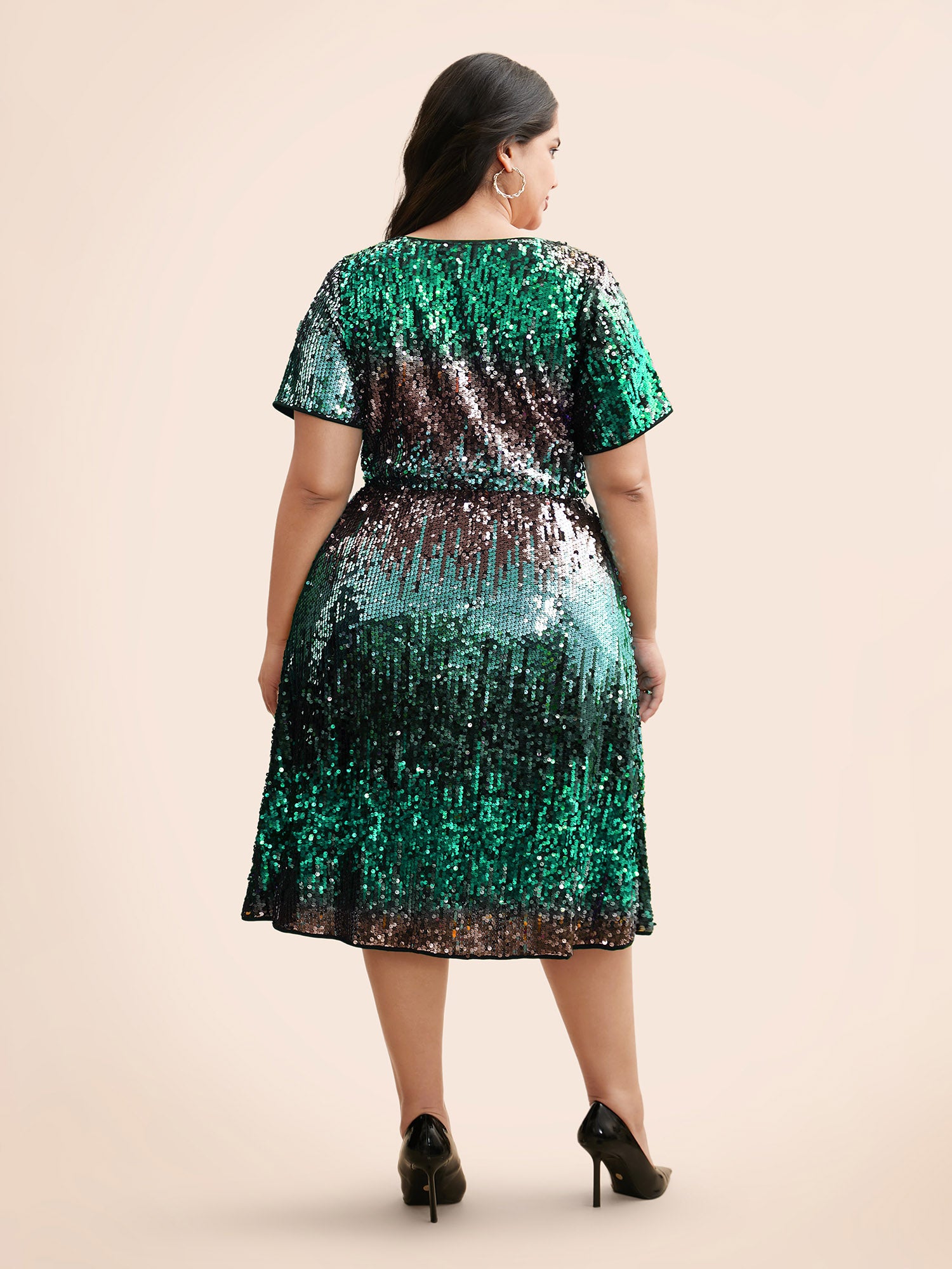 Round Neck Ombre Sequin Dress