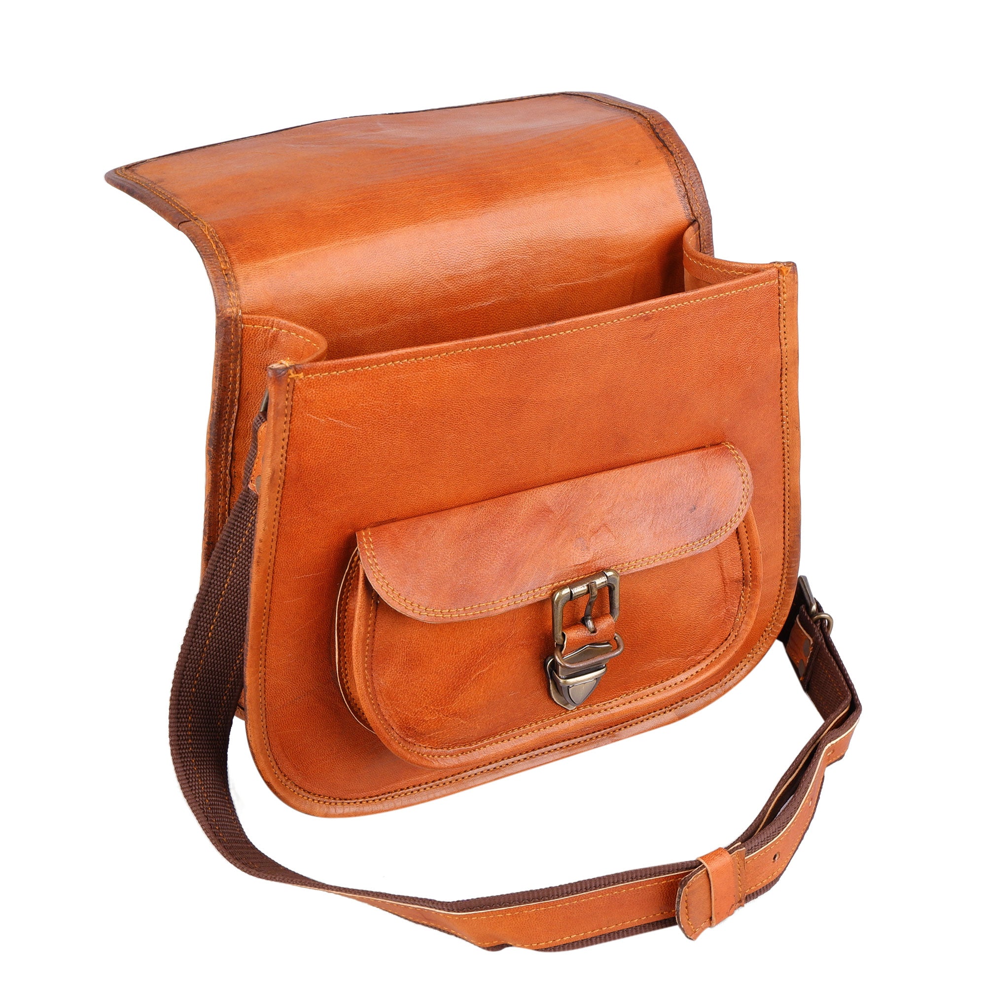Brown Leather Crossbody Satchel For Women