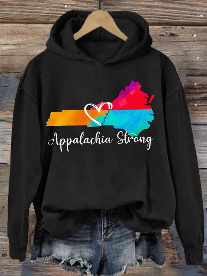 Retro Appalachia Strong Stronger Than The Storm Print Hoodie