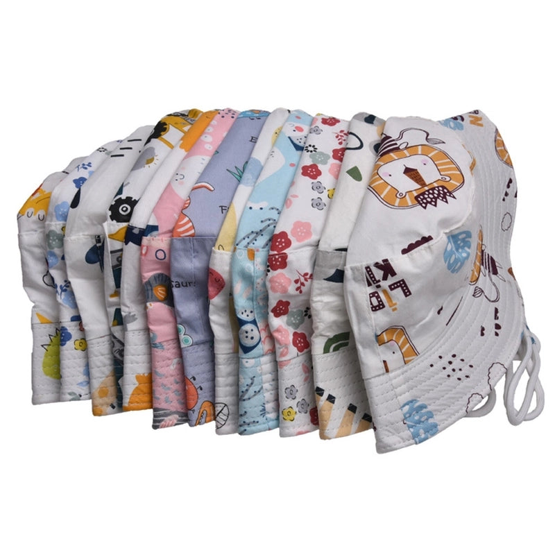 Children Unisex Casual Minimalist Dinosaur Flower Printing Bucket Hat