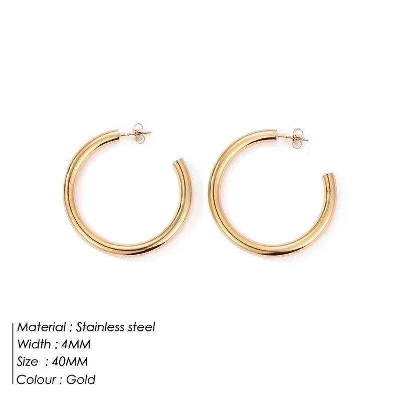 Fashion Geometric Plating 304 Stainless Steel Hoop Earrings