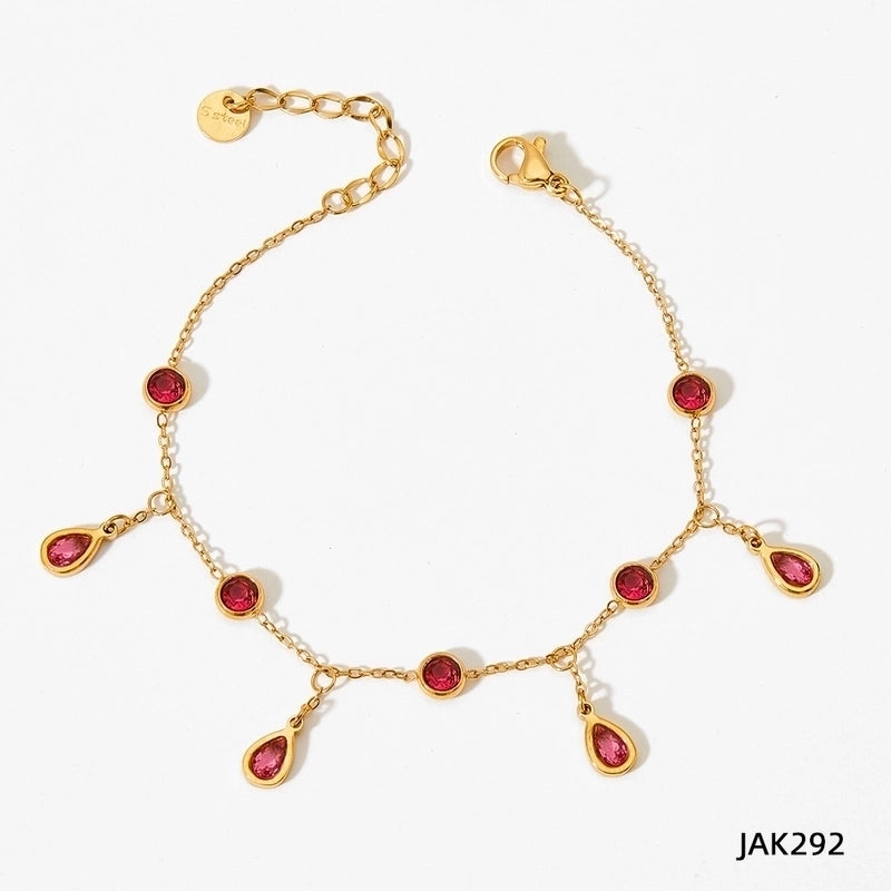 Fashion Water Droplets 304 Stainless Steel Zircon White Gold Plated Gold Plated Inlay Stainless Steel Jewelry Sets