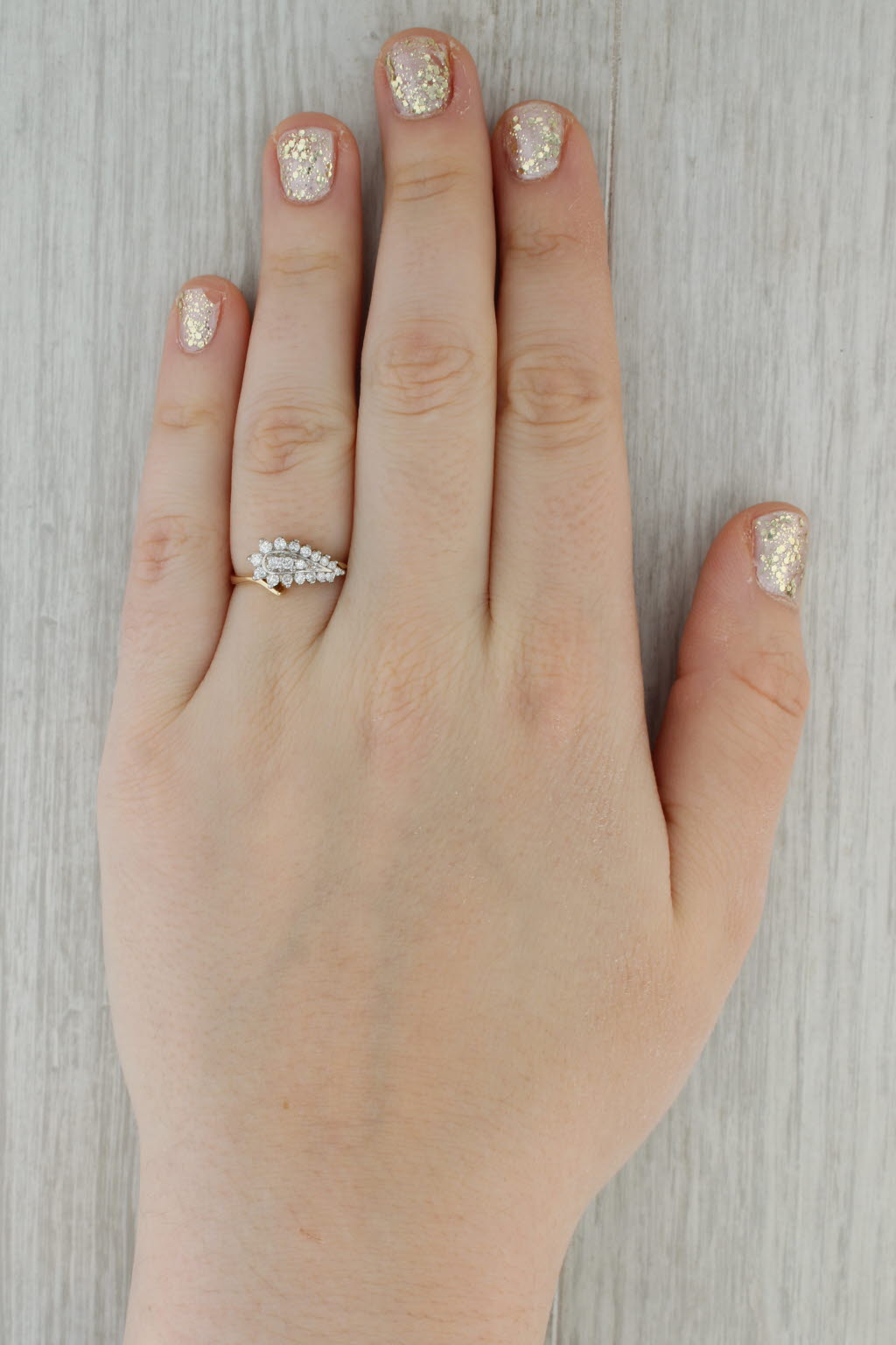 0.33ctw Diamond Paisley Ring 14k Yellow Gold Size 8