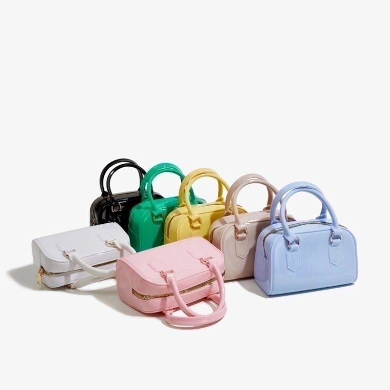 Women's Pvc Solid Color Streetwear Square Zipper Square Bag