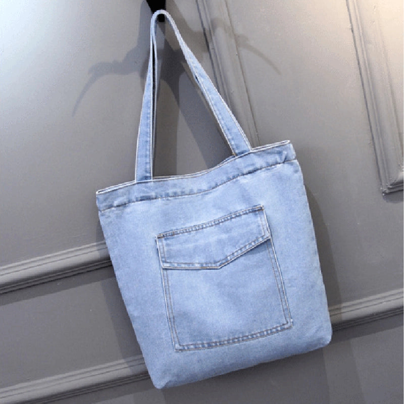 New Large Capacity Shoulder Bag Women's Casual Street Canvas Denim Shoulder Bag Shopping Bag Handbag