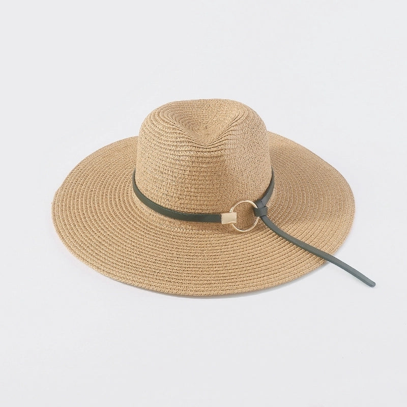 Unisex Lady Geometric Braid Big Eaves Straw Hat