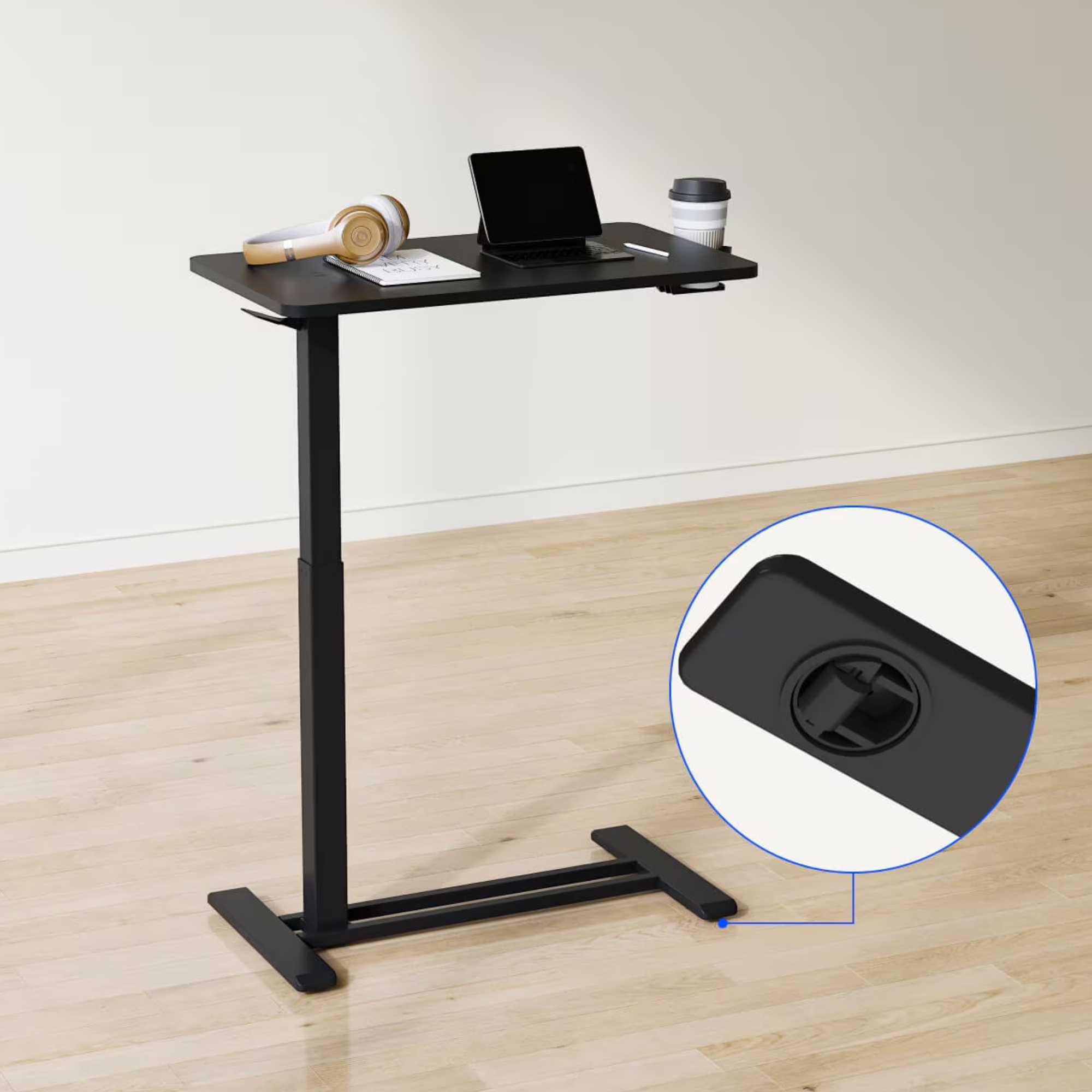 height adjustable side table. Black