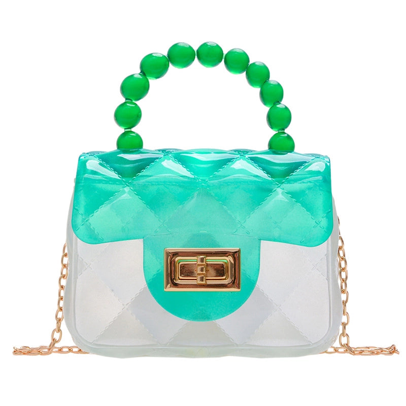 Women's Mini Pvc Color Block Fashion Transparent Square Lock Clasp Crossbody Bag