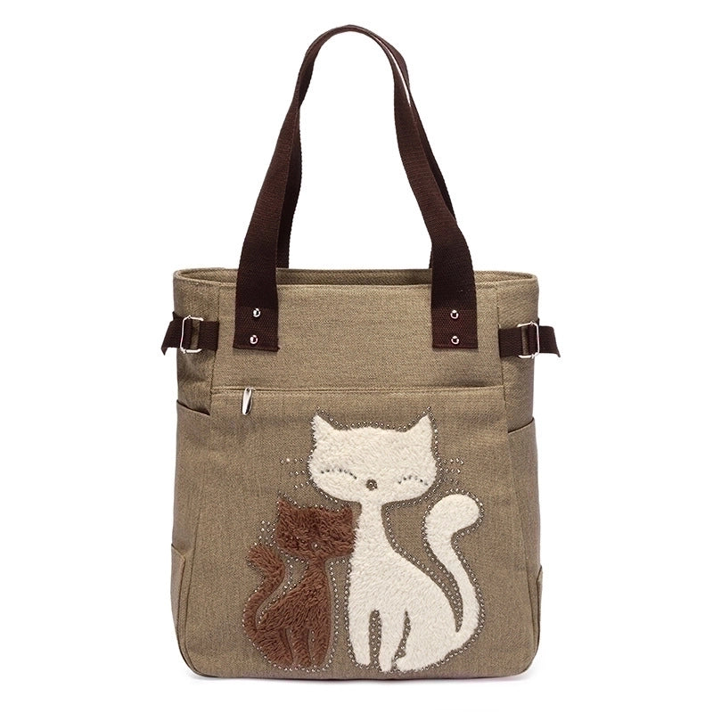 Women's Cute Cat Canvas Shopping Bags