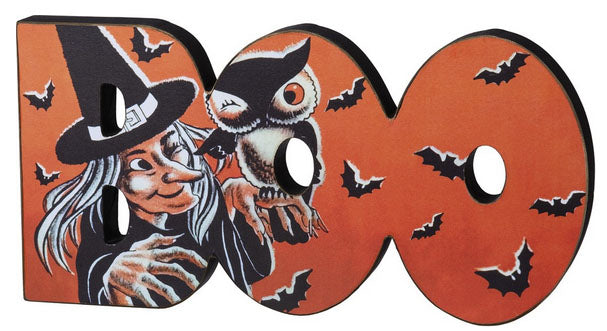 Retro Halloween Boo Witch Table Sign