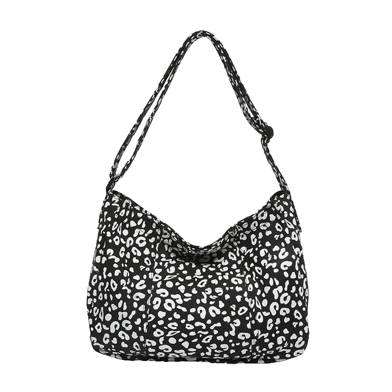 Women's Large Cloth Leopard Streetwear Square Zipper Crossbody Bag