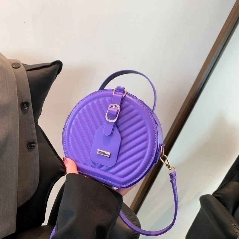 Women's Pu Leather Solid Color Elegant Round Zipper Handbag