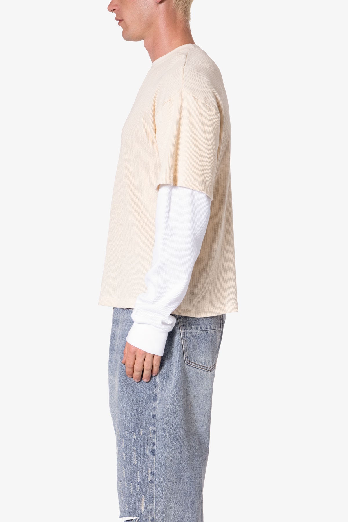 Sprayed Thermal L/S Tee - Cream