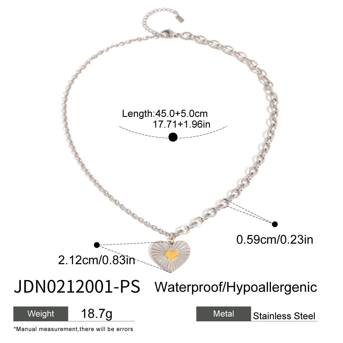 Love Heart Titanium Steel Necklace Jewelry Clavicle Chain Stainless Steel