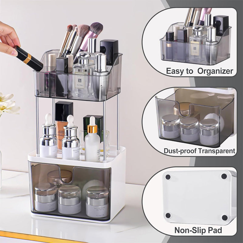 2 Tier Cosmetics and Skincare Organiser With Drawer