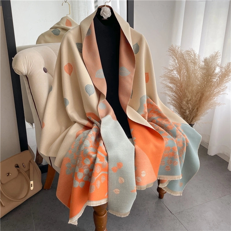 Women's Minimalist Classic Style Color Block Imitation Cashmere Polyester Scarf
