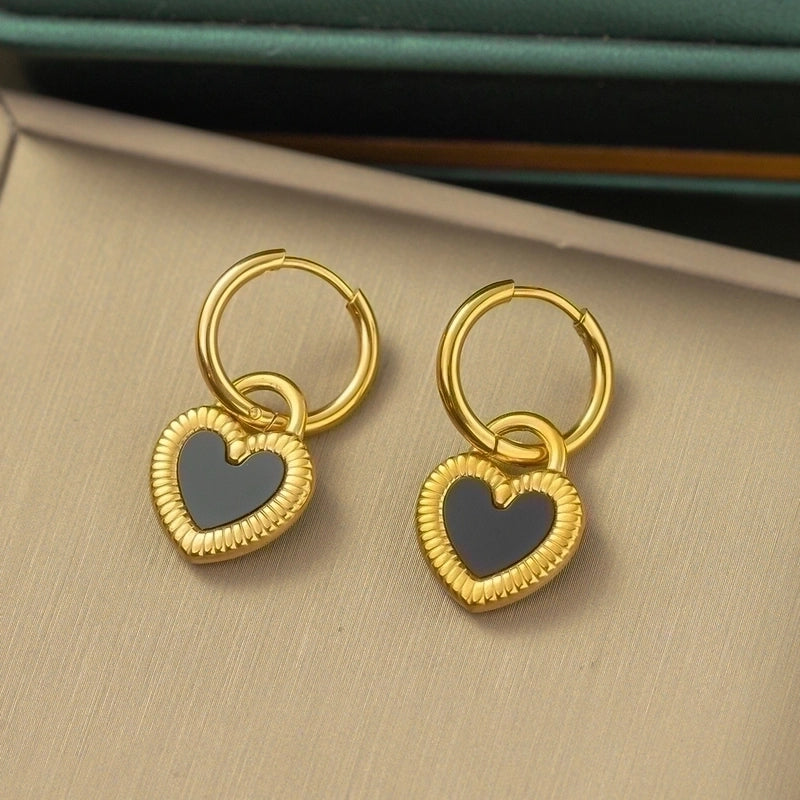 Casual Minimalist Heart Shape Titanium Steel Plating Inlay Pearl Shell Bracelets Earrings Necklace