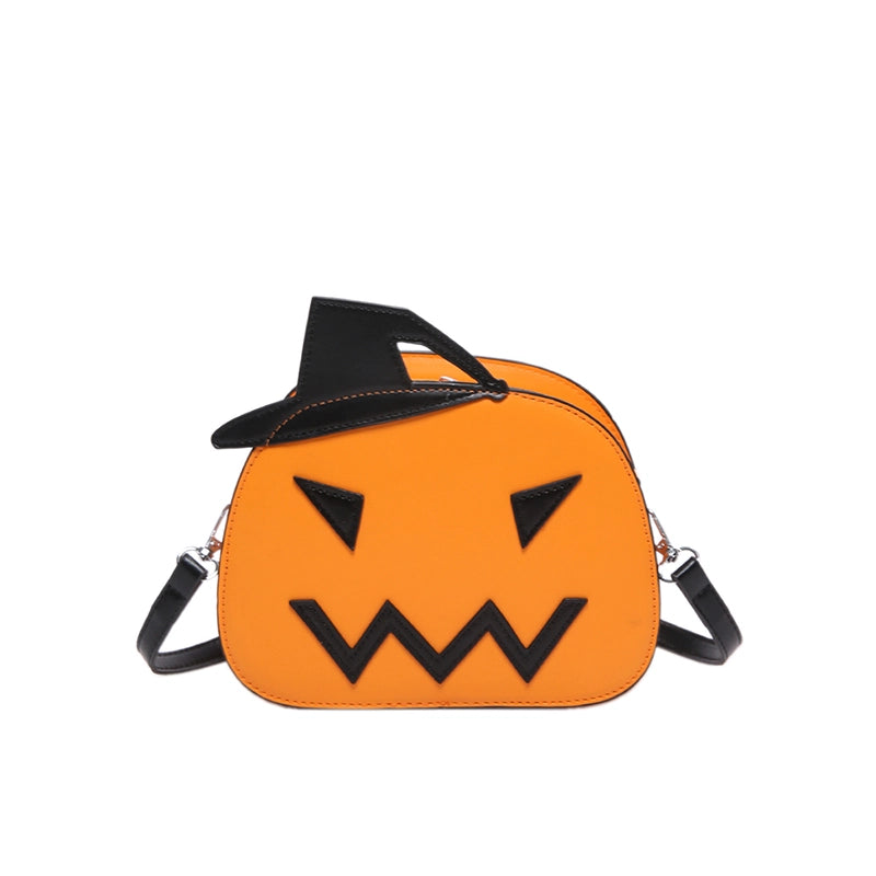 Halloween Women's Pu Leather Pumpkin Solid Color Streetwear Square Zipper Shoulder Bag Crossbody Bag