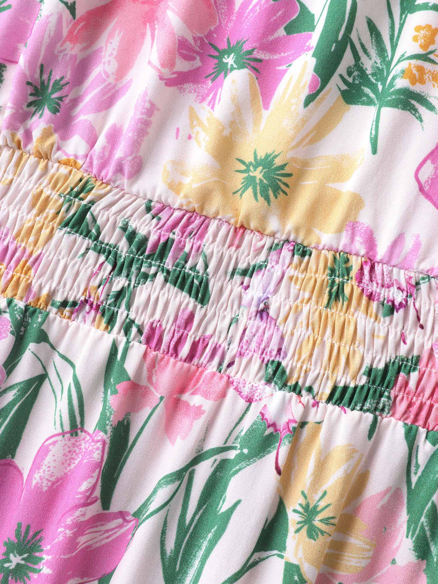 Sweet Floral Print Square Neck Midi Dress