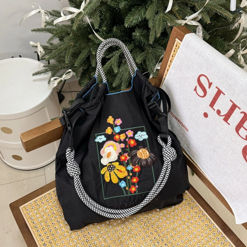 Women's Medium Nylon Color Block Vintage Style Classic Style Square Open Handbag