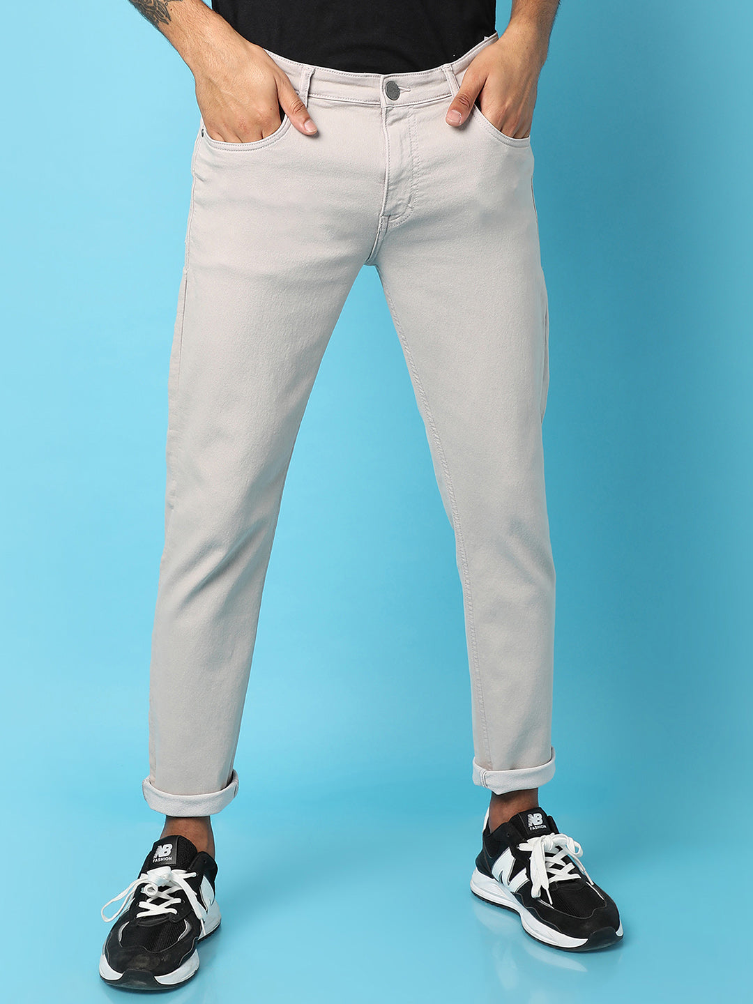 Rolled Hem Denim Jeans