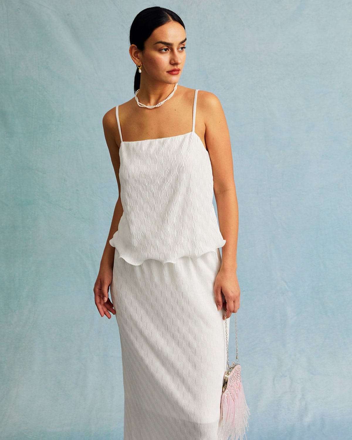 The White Water Ripple Textured Hem Cami Top