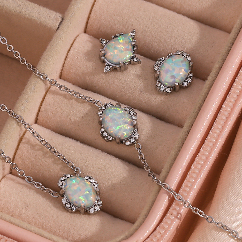 Vintage Fashion Retro Petal Stainless Steel Electroplating Jewelry Sets