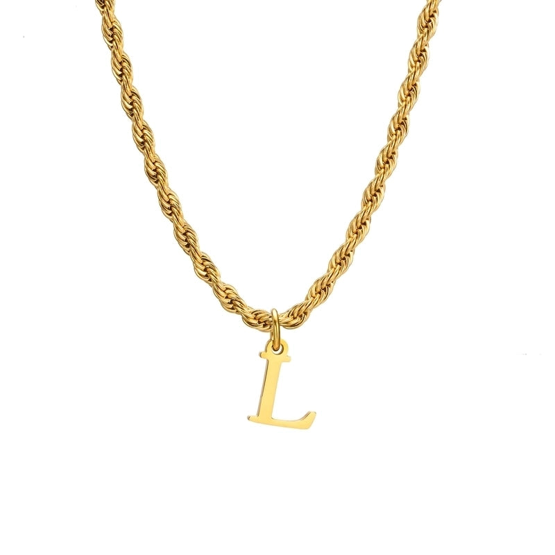 Minimalist Letter Stainless Steel Gold Plated Pendant Necklace